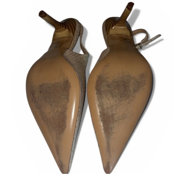 Pley Aqua Tan Snakeskin Pattern Heels - Picture 3 of 3